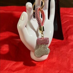 Pink and Silver Rhinestone Keychain